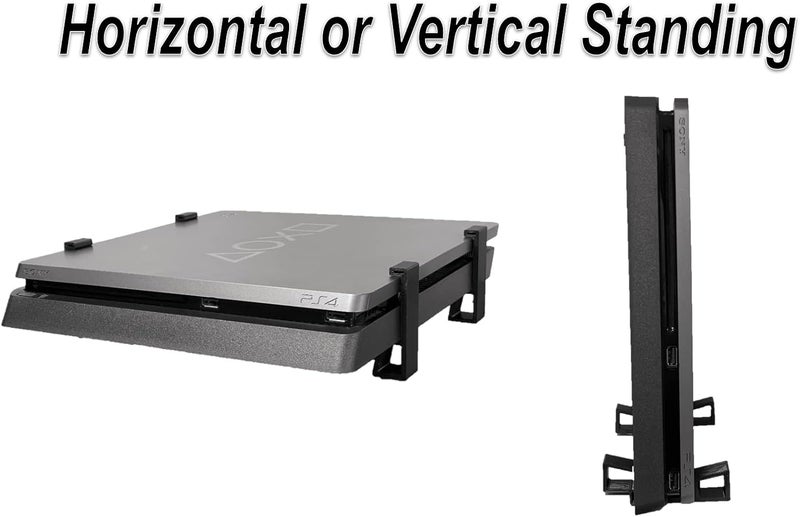 Kimalab Horizontal Vertical Stand for PS4 Original PlayStation 4 Stand Cooling Station Feet for PS4 Console Slim - Updated Design for Secure Fit (PS4 Slim - Black) - Image 3